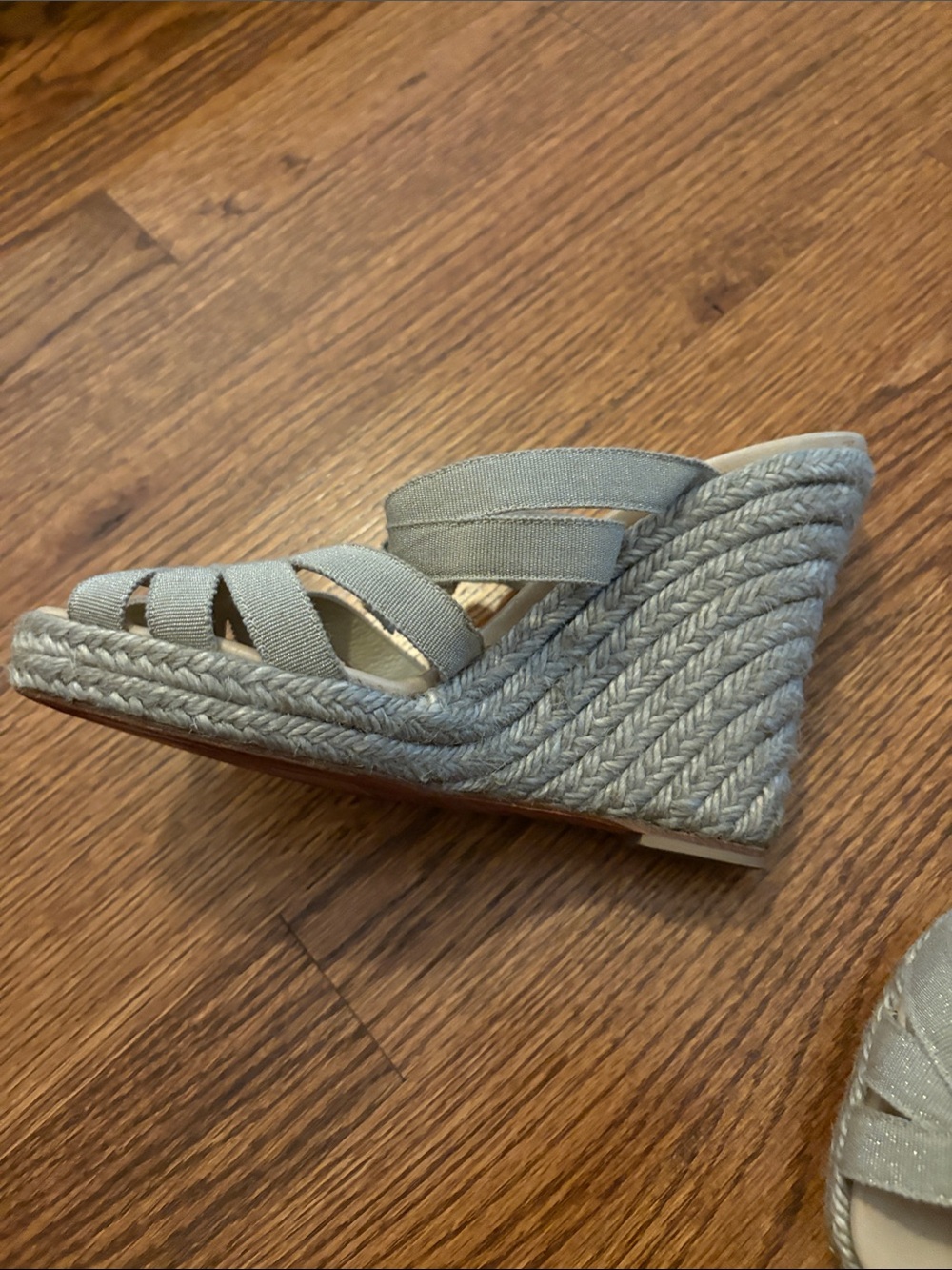 Christian Louboutin Light Gray Espadrille Wedge Sandals